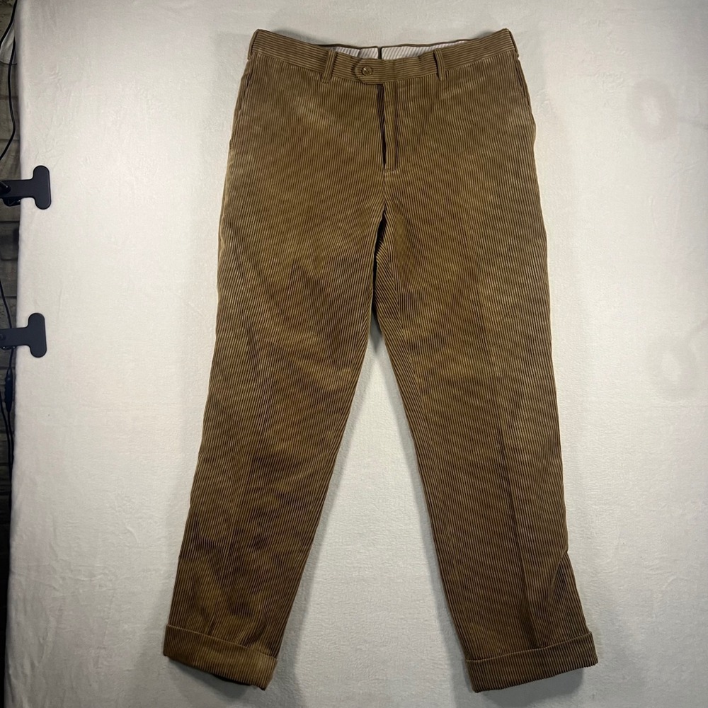 Giorgio Milano Men's Brown Corduroy Pleated Dress Pants Size 34